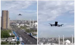 Drone cama dayandı, “pencereyi kapat” dedi: Astana’daki askeri töreni izleyen vatandaşa havadan uyarı!