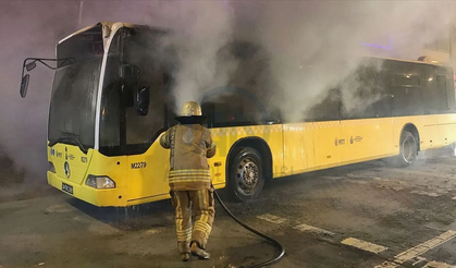 Başakşehir’de İETT otobüsü alev alev yandı