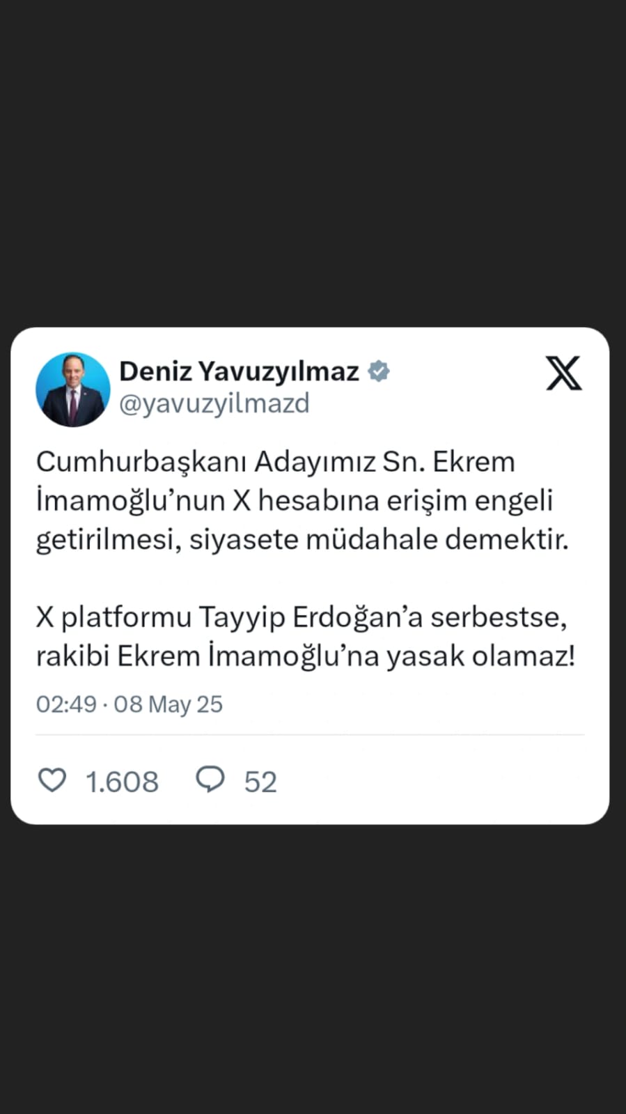 İmamoğlu'nun X Hesabına Erişim Engeli